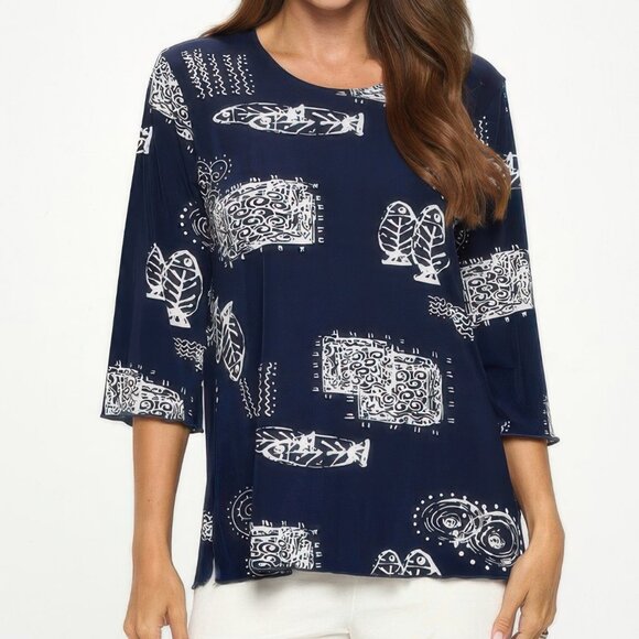 Print Quarter Sleeve Top - Picture 1 of 6